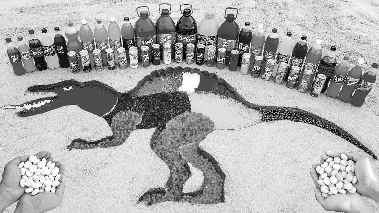 The right way to make Spinosaurus Dinosaur with Orbeez, Fanta, Sprite, Coca Cola, Mentos and Fashionable Sodas