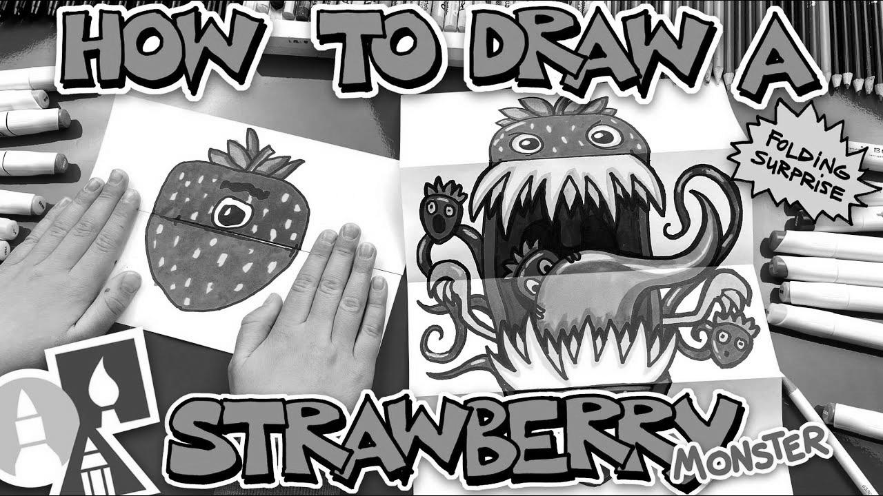 How To Draw A Strawberry Monster Folding Surprise