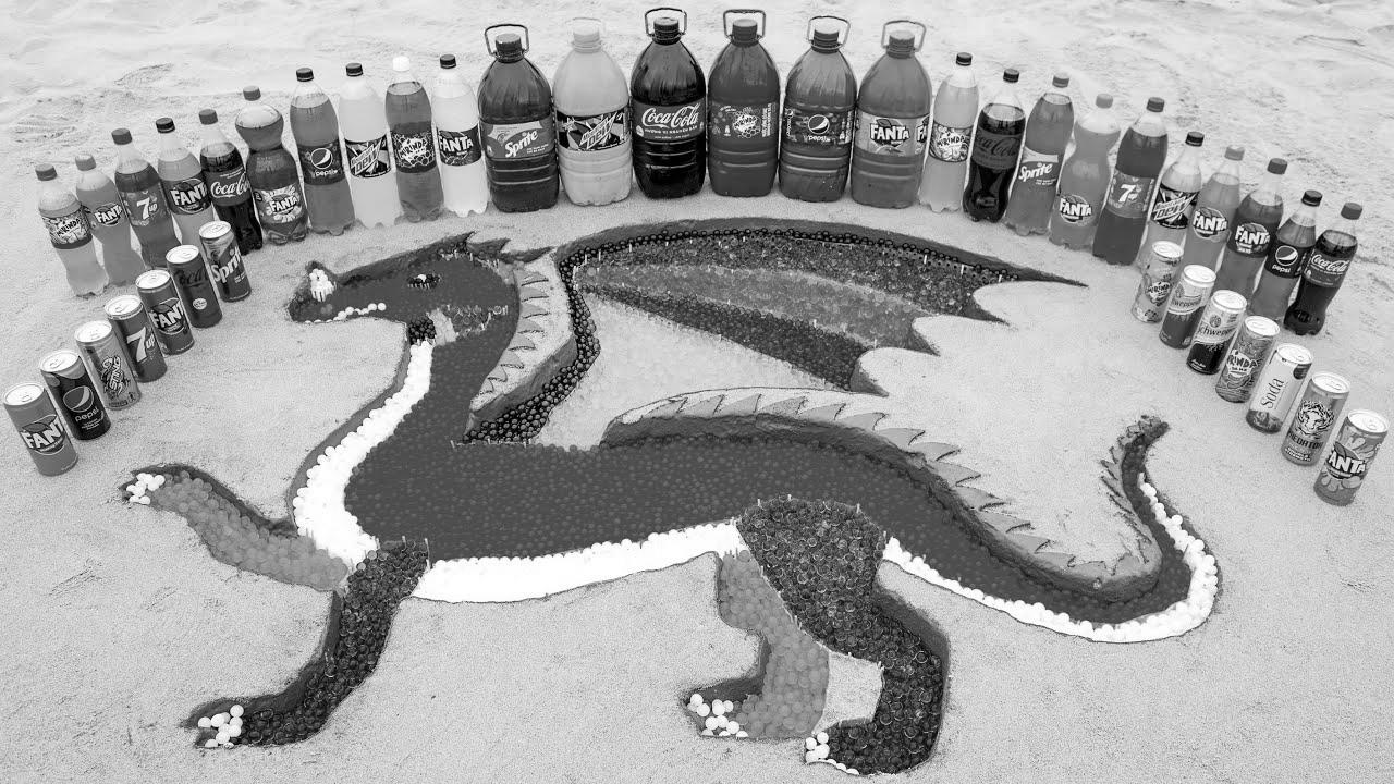  make Rainbow DRAGON with Orbeez Colourful, Massive Coca Cola, Fanta and Mentos & Widespread Sodas