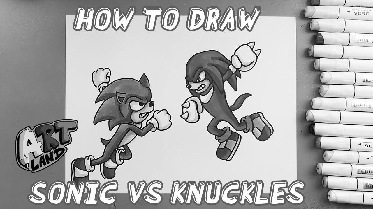 The best way to Draw SONIC VS KNUCKLES